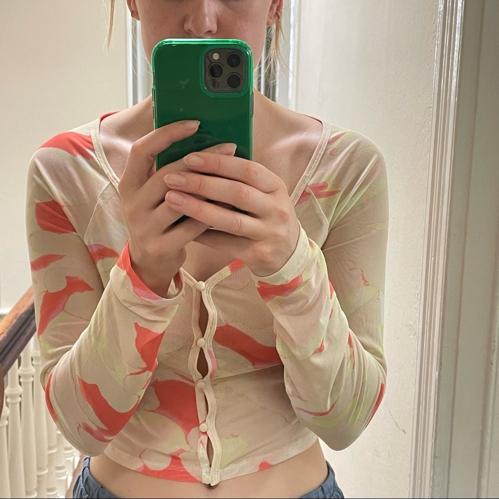 Mesh button down shirt